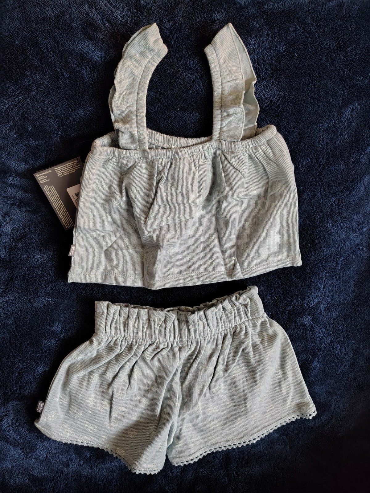 Modern Moments by Gerber Baby Girl 2-Piece Ruffled Short Set Size 18 M