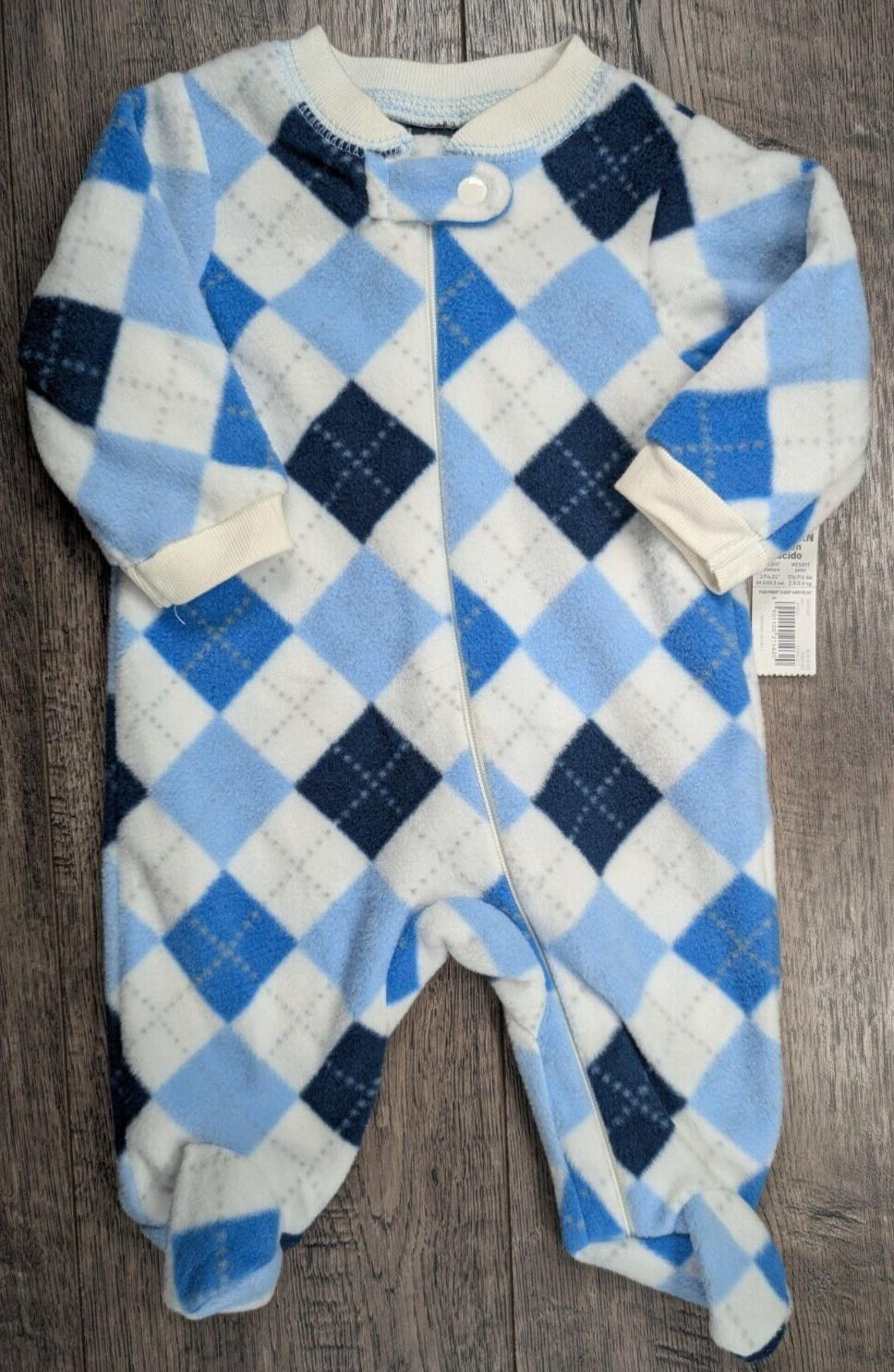 Baby Boy Clothes New Faded Glory Newborn Fleece Oxford Footed Outfit