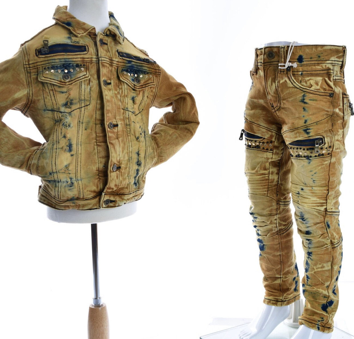 Toddler’s 8IGHTH DSTRKT tie dyed jeans with studs-timber