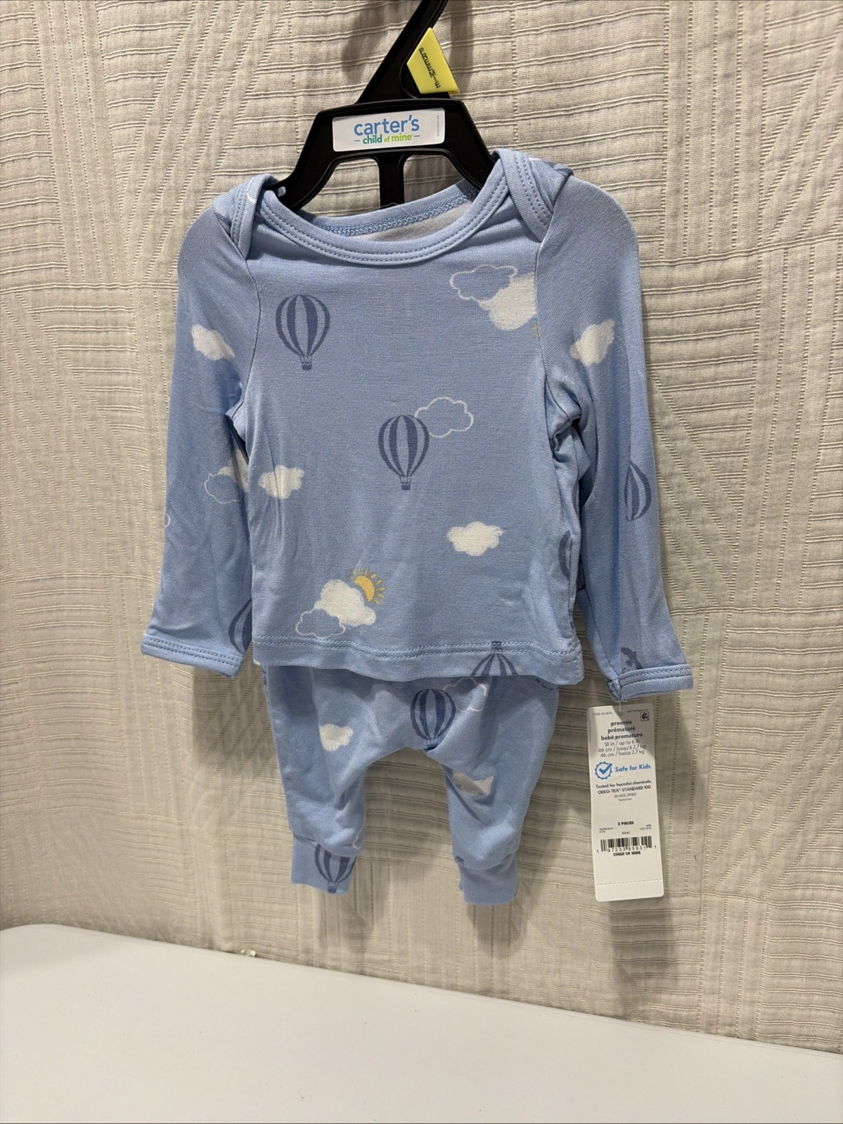Baby Boys Preemie 2 Piece Hot Air Balloons Long Sleeve Top & Pants-New With Tags