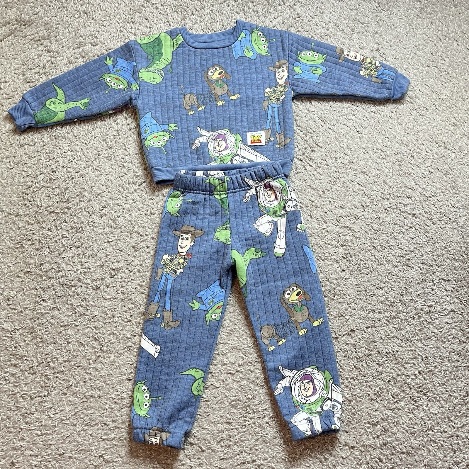 Disney Pixar Toy Story Toddler 2 Pc Quilted Sweatsuit Set Sz 4T