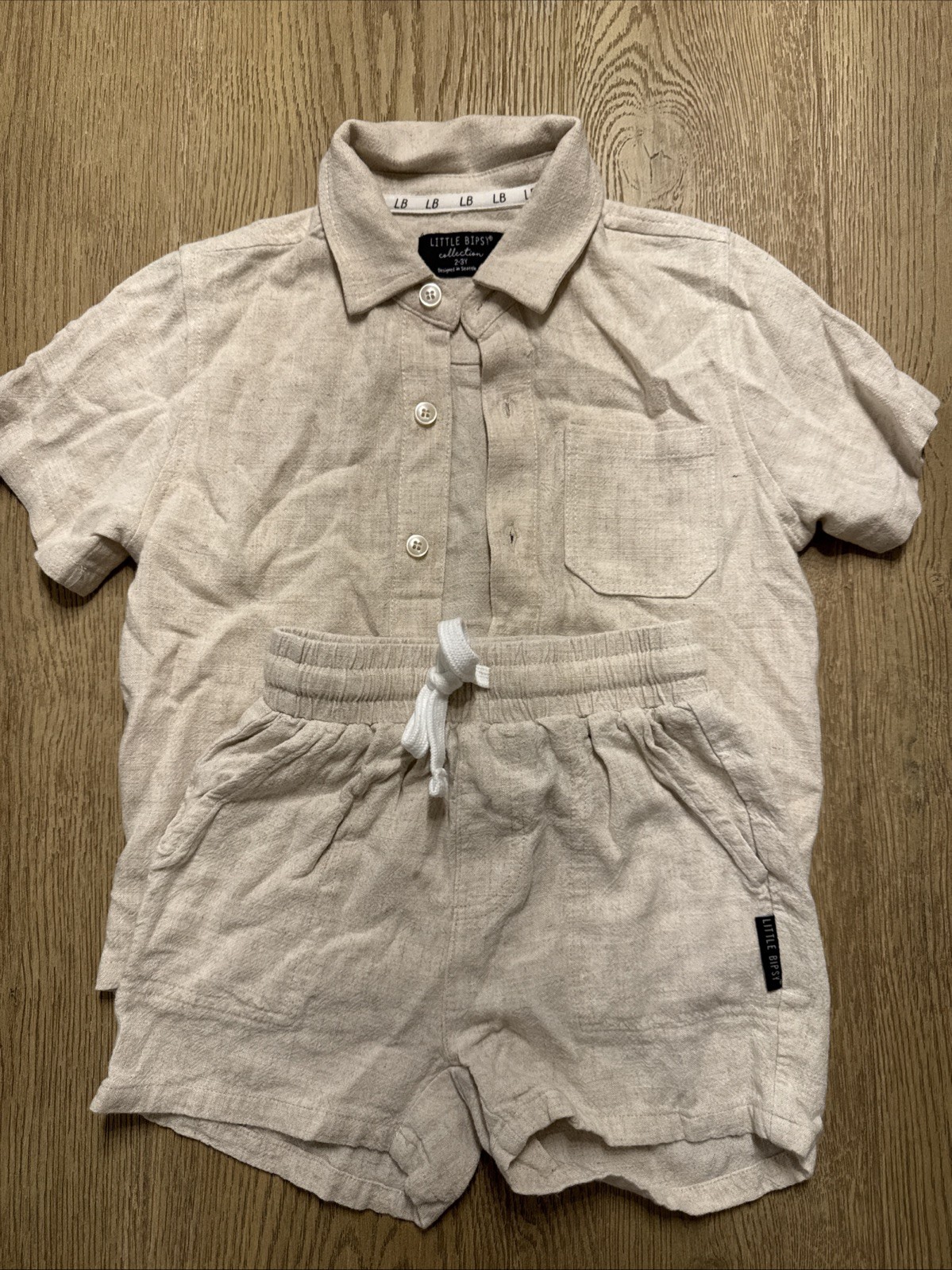 Little Bipsy 2-3Y Collection Short Sleeve Button Up T Shirt & Shorts 2-Piece Set