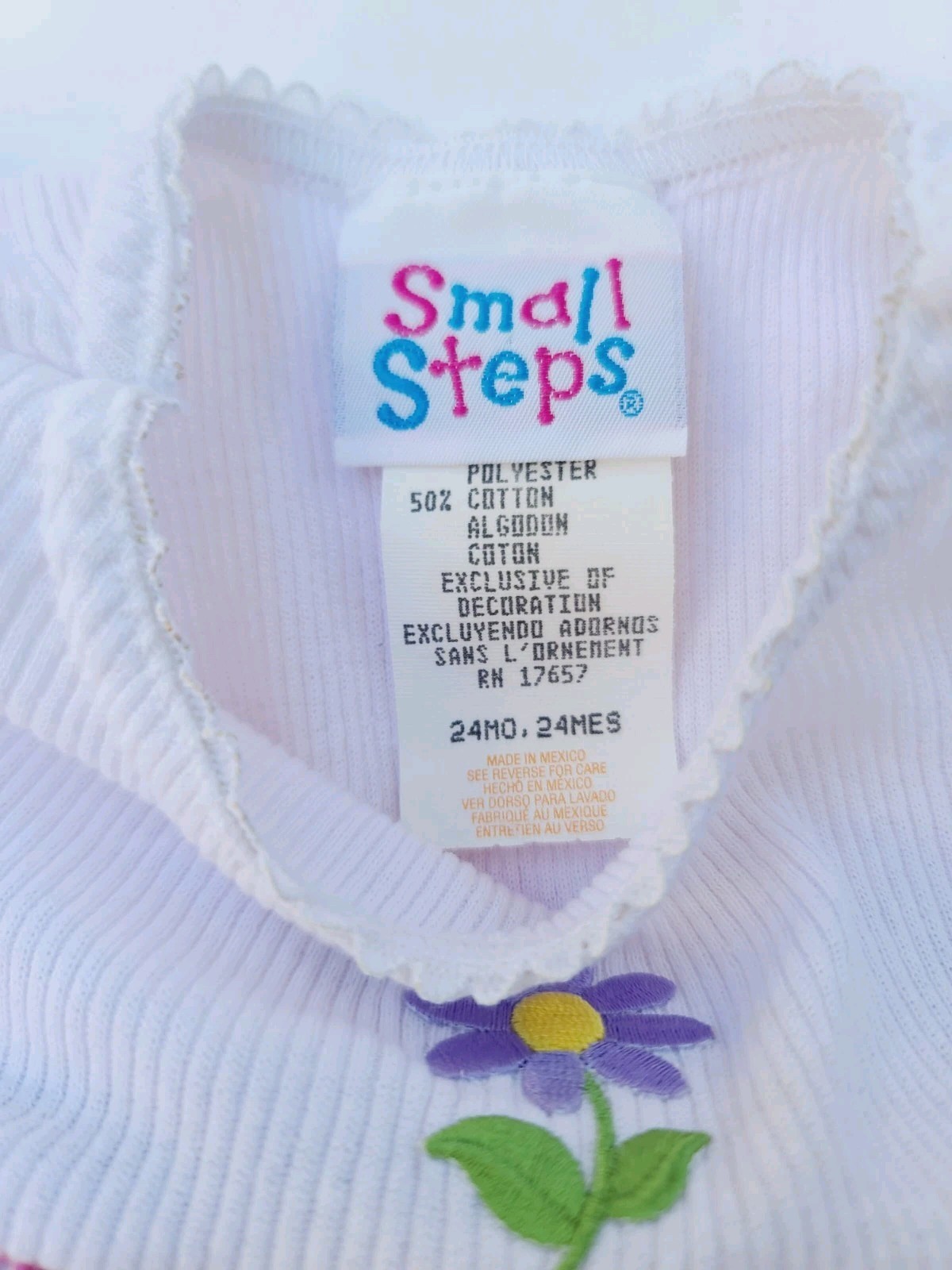 Vtg Small Steps Purple Floral 2 Piece Embroidered Set Shirt Pants 24M 80’s 90’s