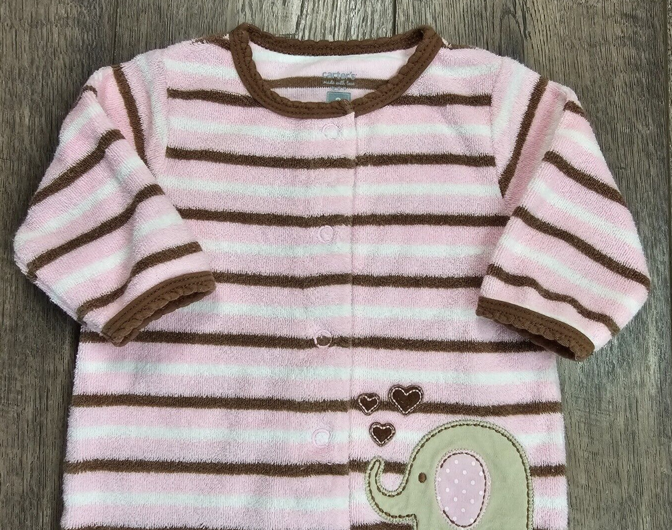 Baby Girl Clothes Vintage Carter’s 3 Month True Love Elephant Terry Cloth Outfit