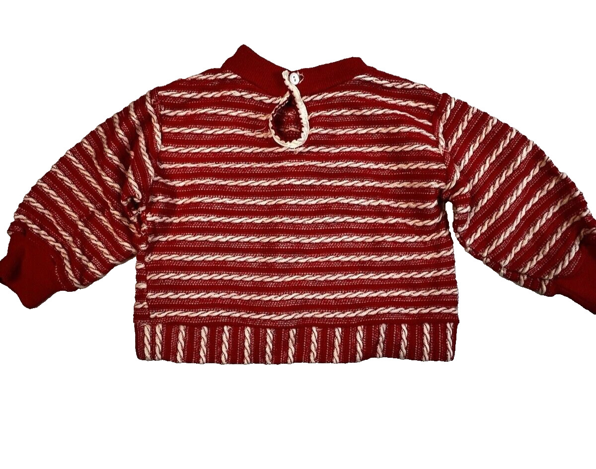 Vintage Play Pet Top Baby 12 – 18 Mos. Red Stripe Textured Knit Play Christmas