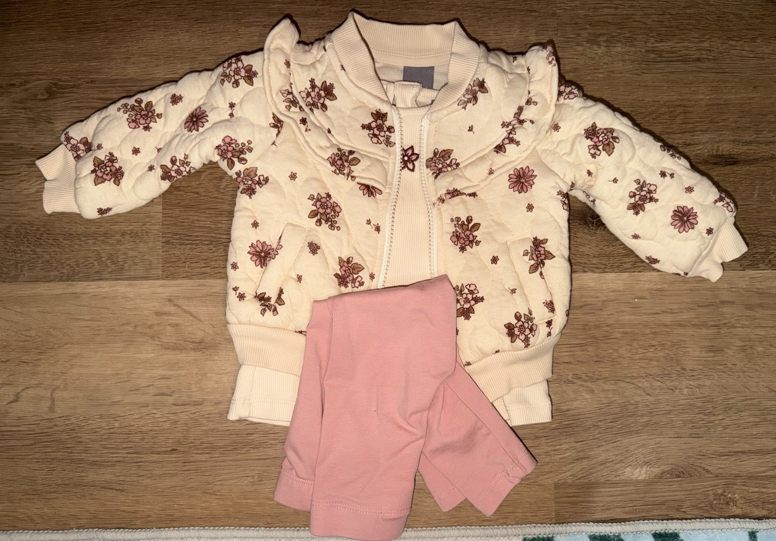 Tahari Toddler Girl Floral Bomber Jacket & Pink Leggings Matching Set – Size 12M