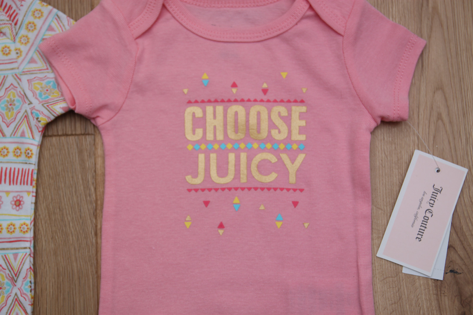Juicy Couture Baby Girl 5 Pc Bodysuit Set~Pink, White, Yellow & Gold ~Pineapple