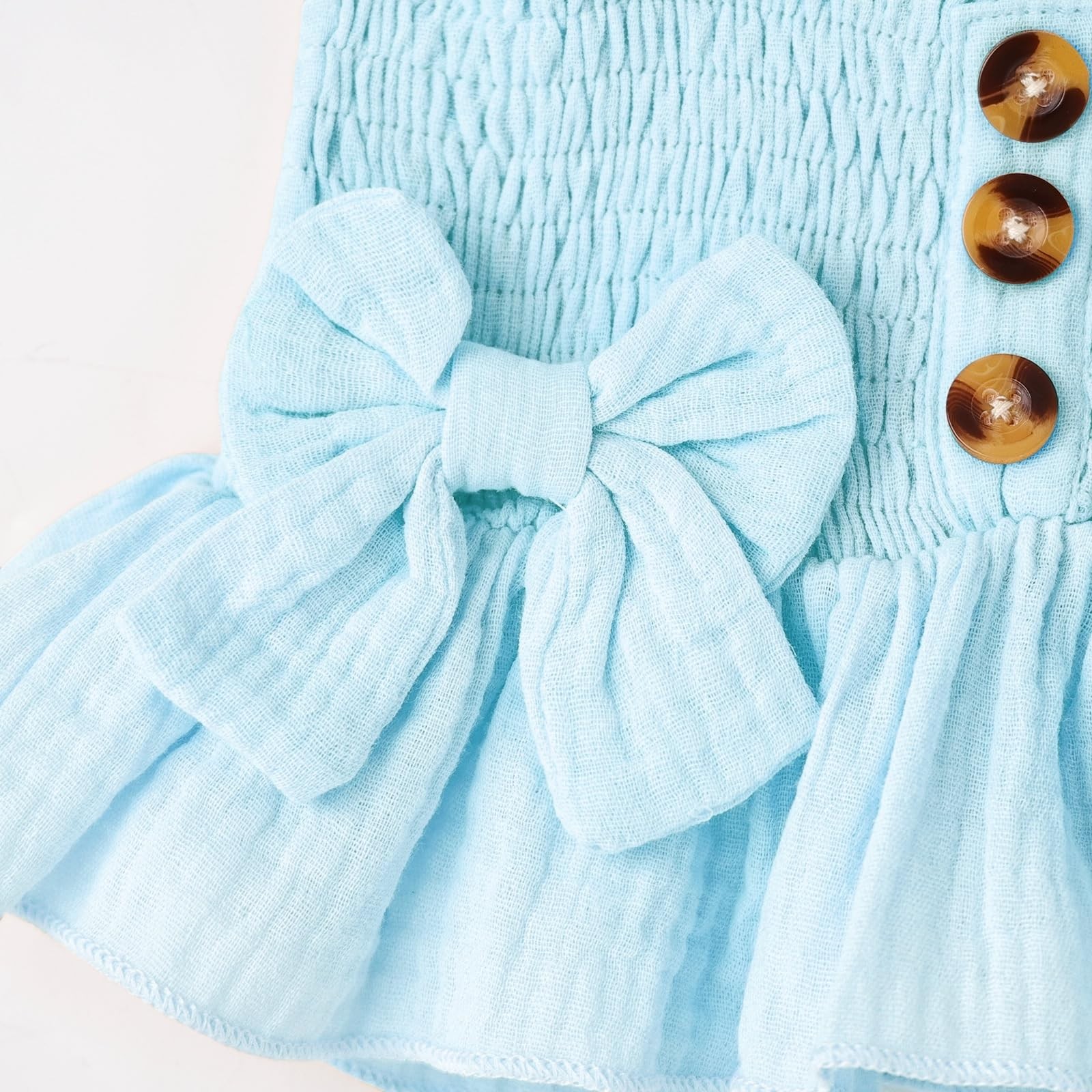 Baby Girl Clothes 9-12 Month Summer Outfits Cute Bow Button Ruffle Camisole P…