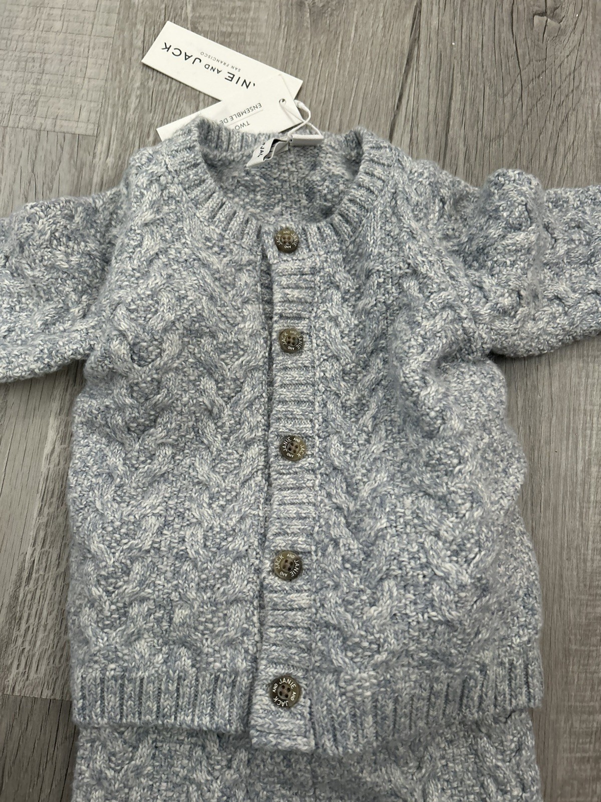Janie And Jack 6-12 Months Baby Boy Cable Knit Sweater Pants Set Blue NWT