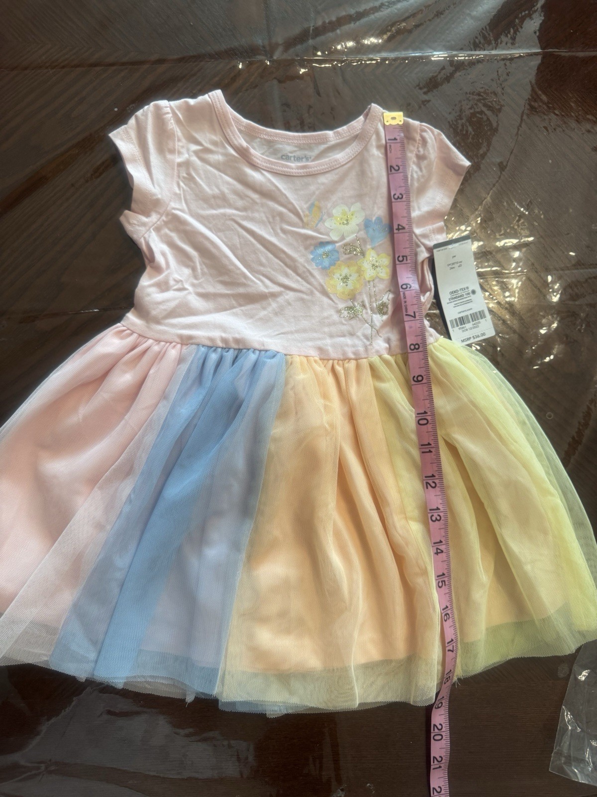 Carters Baby Girls Dress Floral Tee Top With Tulle Pastel Skirt Sz 24 Months