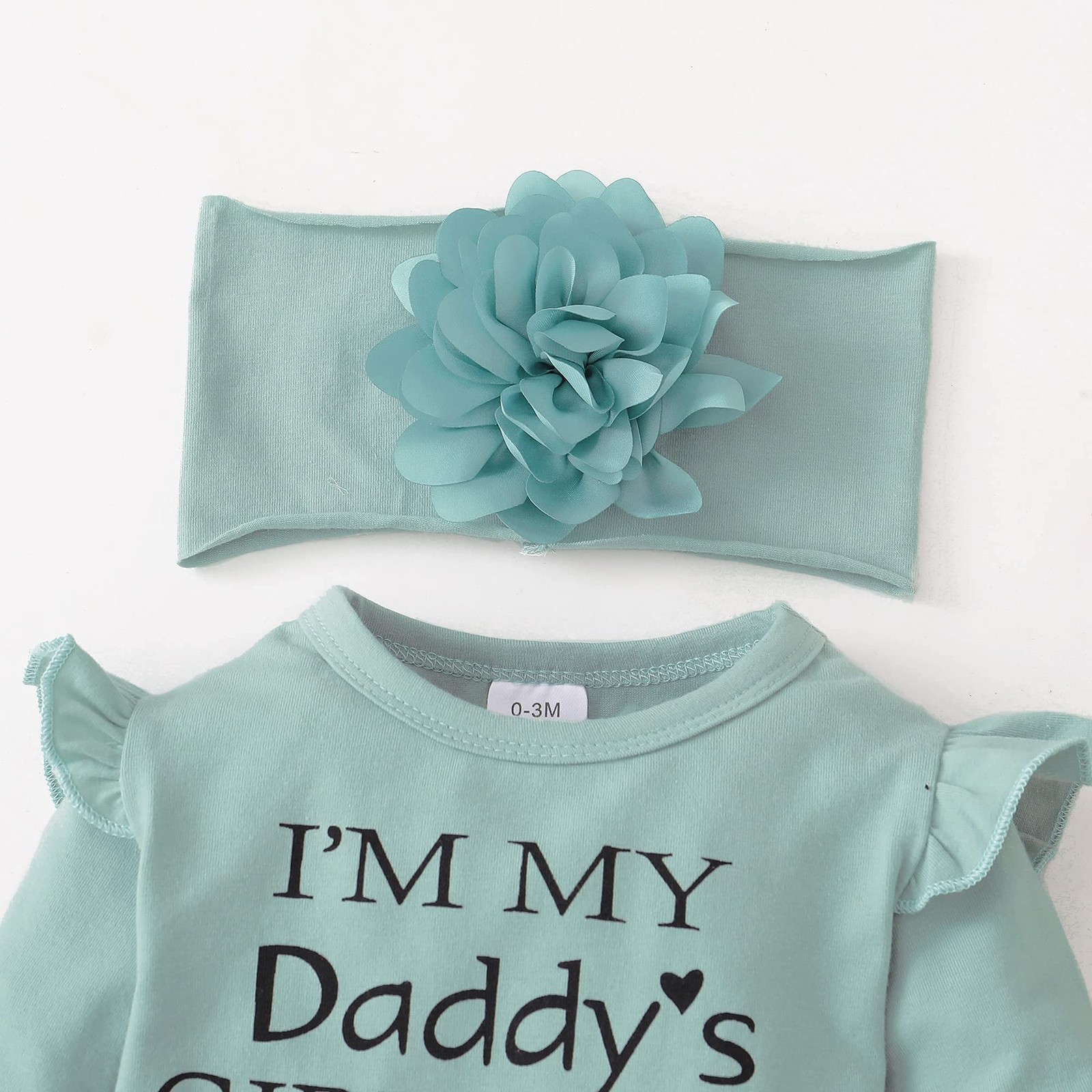 4PC SET 6-12 Months Infant Girl Outfit Clothing Pants Set Headband GREEN