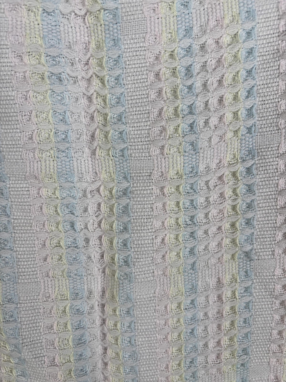 Baby Kisses Blanket Striped Pastel White Knit Acrylic One Size Made in Japan