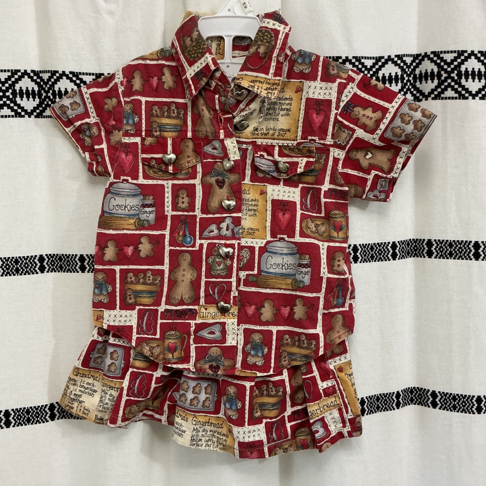 Vintage SWAT Baby Girl 2-Piece Set 18M Gingerbread Print Shirt & Shorts USA