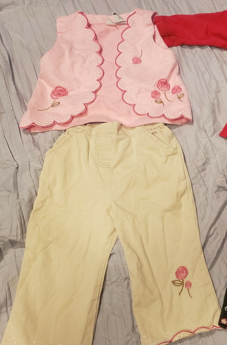 Girls 18 Months Tan Pants & Pink Vest