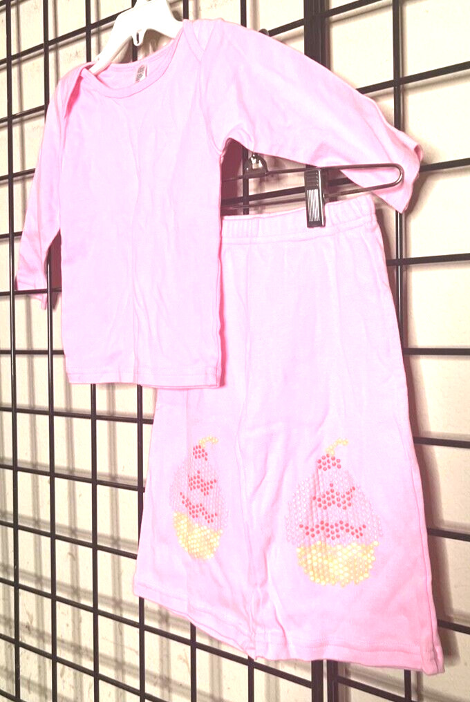 NEW NWT 2PC Pink cotton knit (Cupcake rubber knees) by Play Pants SET 18/24M