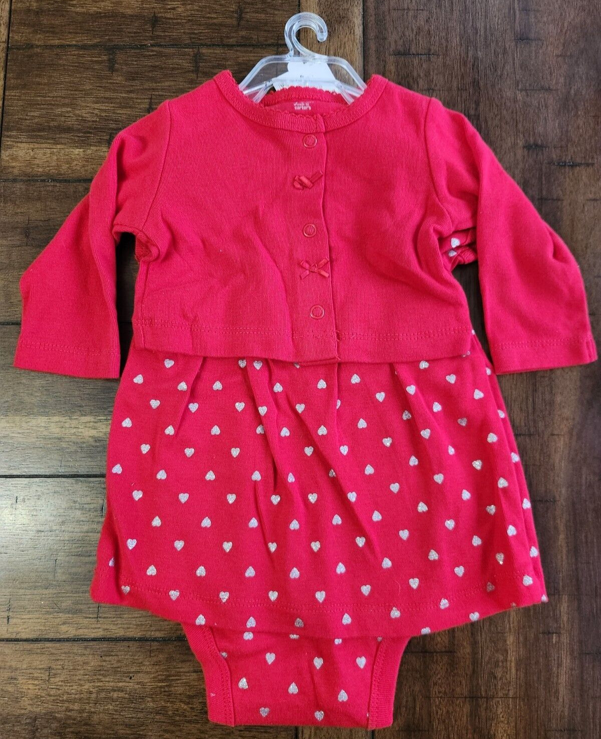Heart Dress Cardigan Set Just One You Carter Red Silver Glitter 3 Months NEW