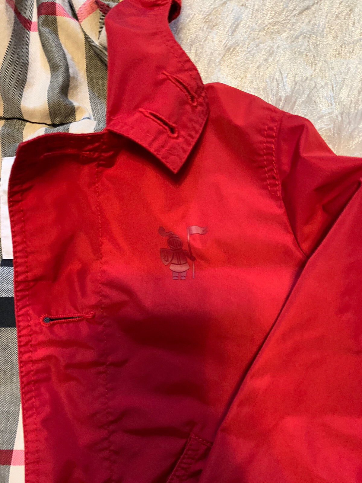 BURBERRY TODDLER Unisex BOY/GIRL RED/CHECK NYLAN Hood JACKET SZ 2YR PRE-OWNED!!
