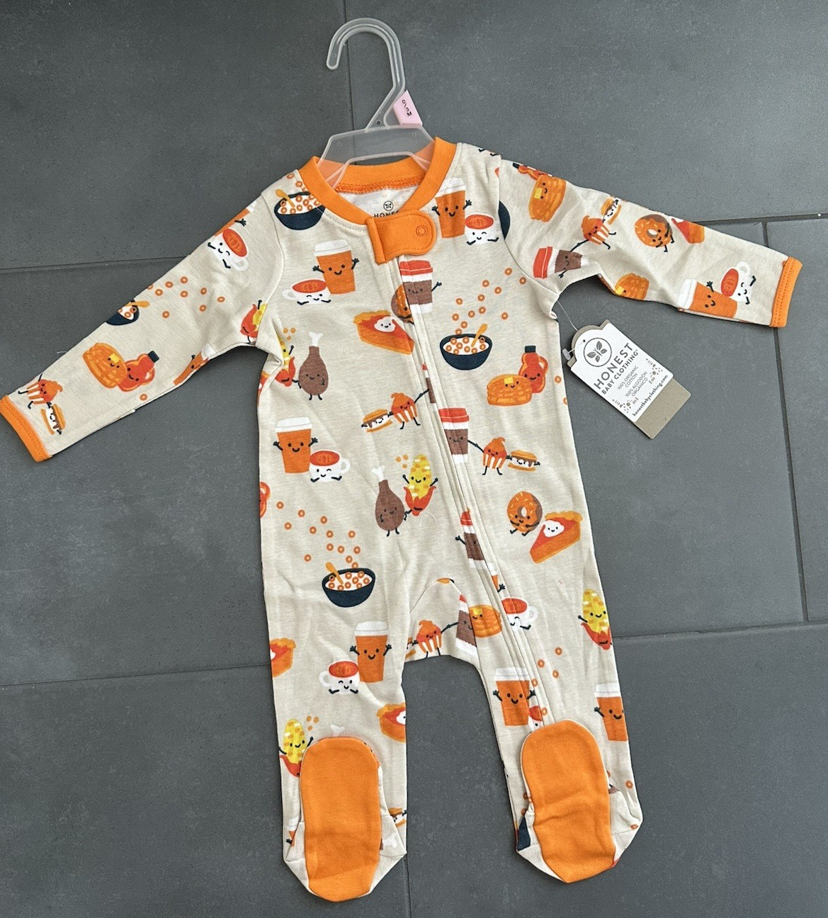 Honest Baby Clothing Thanksgiving Fall Print One Piece Outfit Size 0-3M NEW