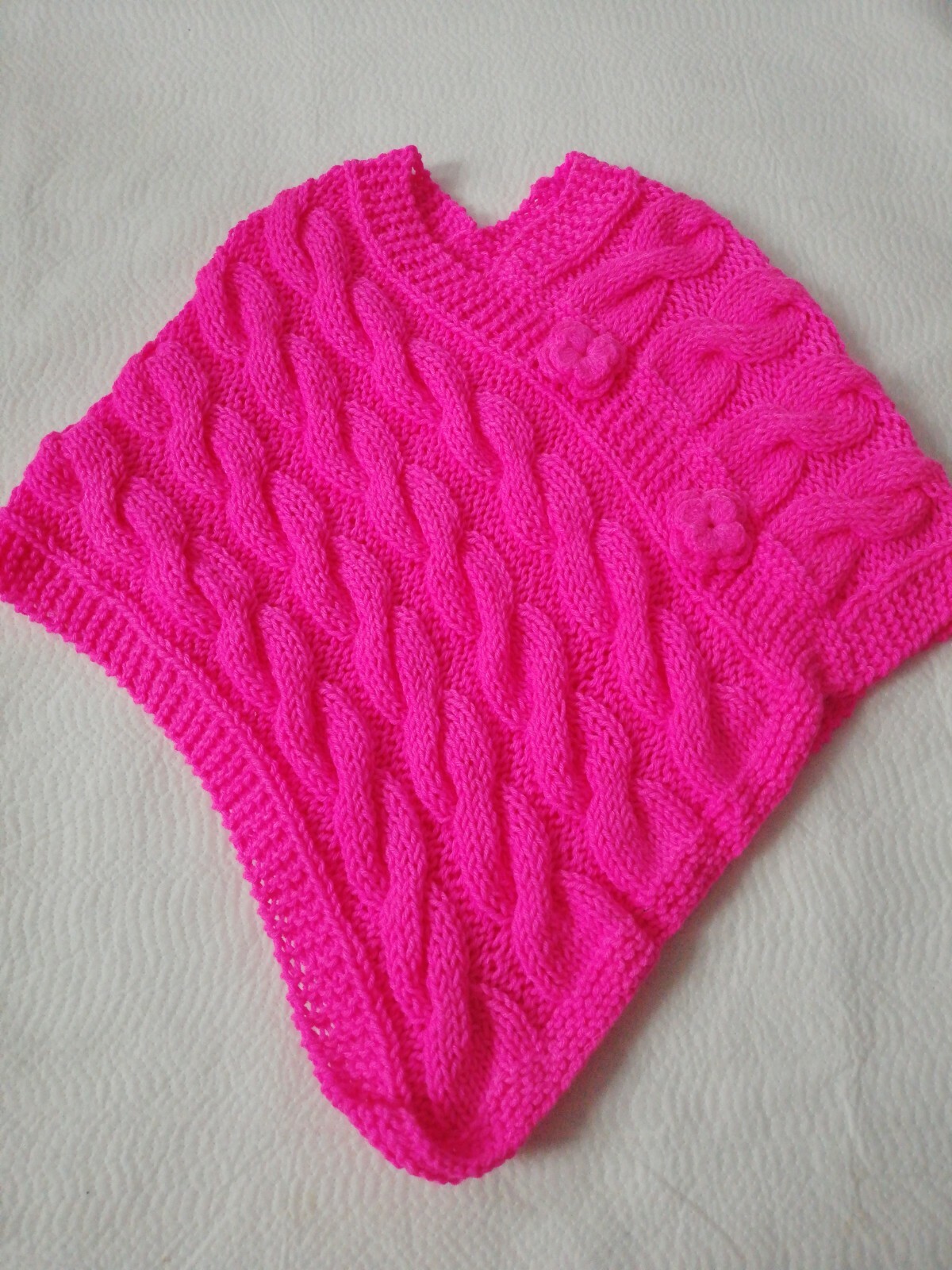 New Hand Made Toddler Girl Crochet Cape Poncho Size 10 to 12 Pink