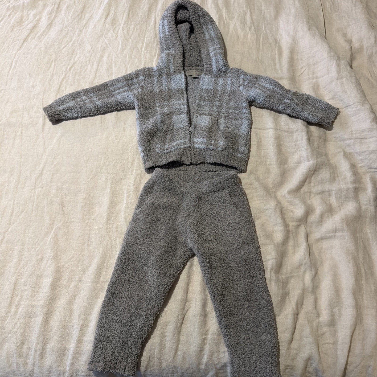 Barefoot Dreams CozyChic Youth Lounge Set Hoodie & Pants 2T/3T Grey/Blue