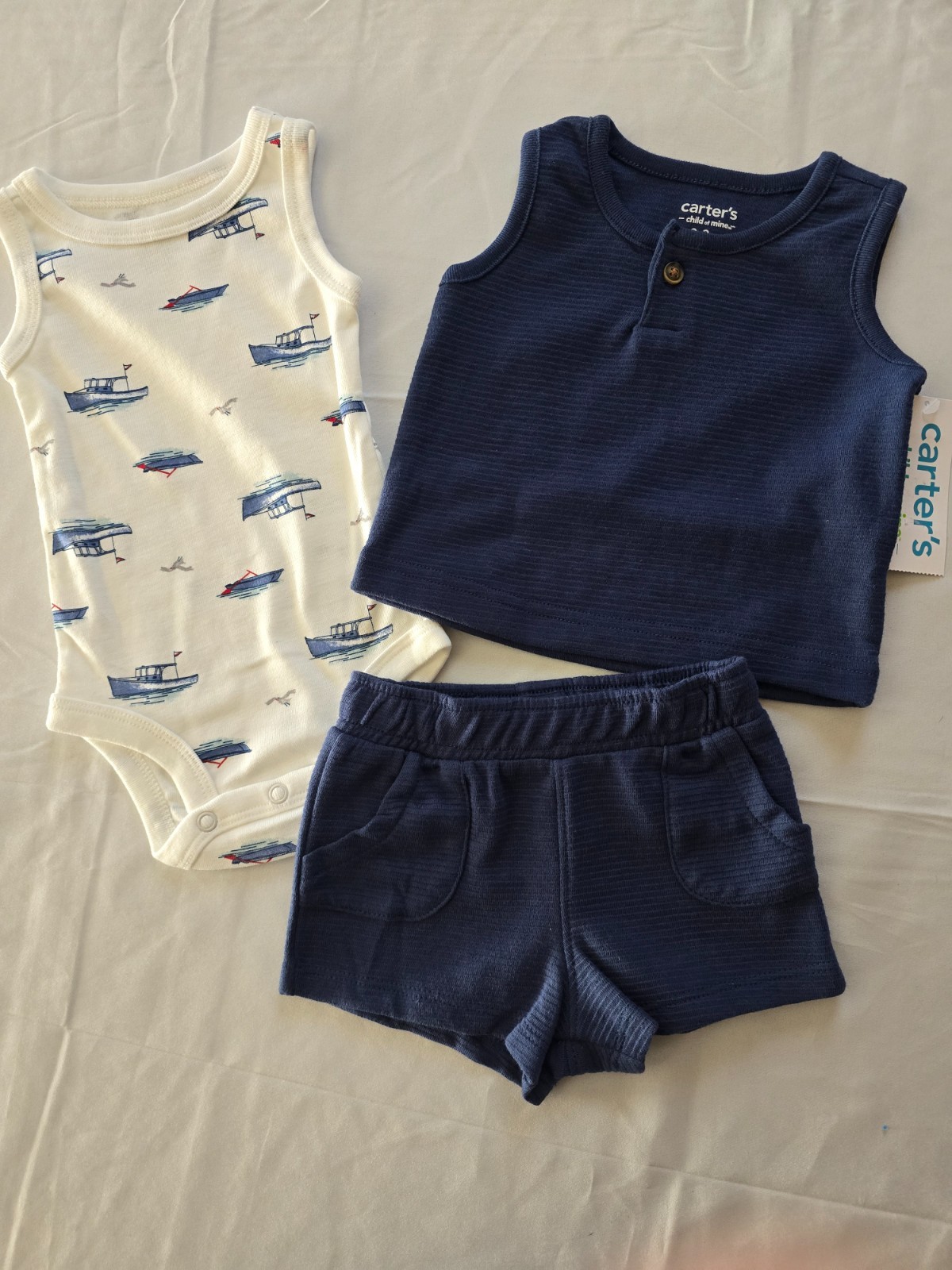 Nwt Carters Baby Boy Sailboats 3pc Outfit 0-3M, 3-6M, 18M