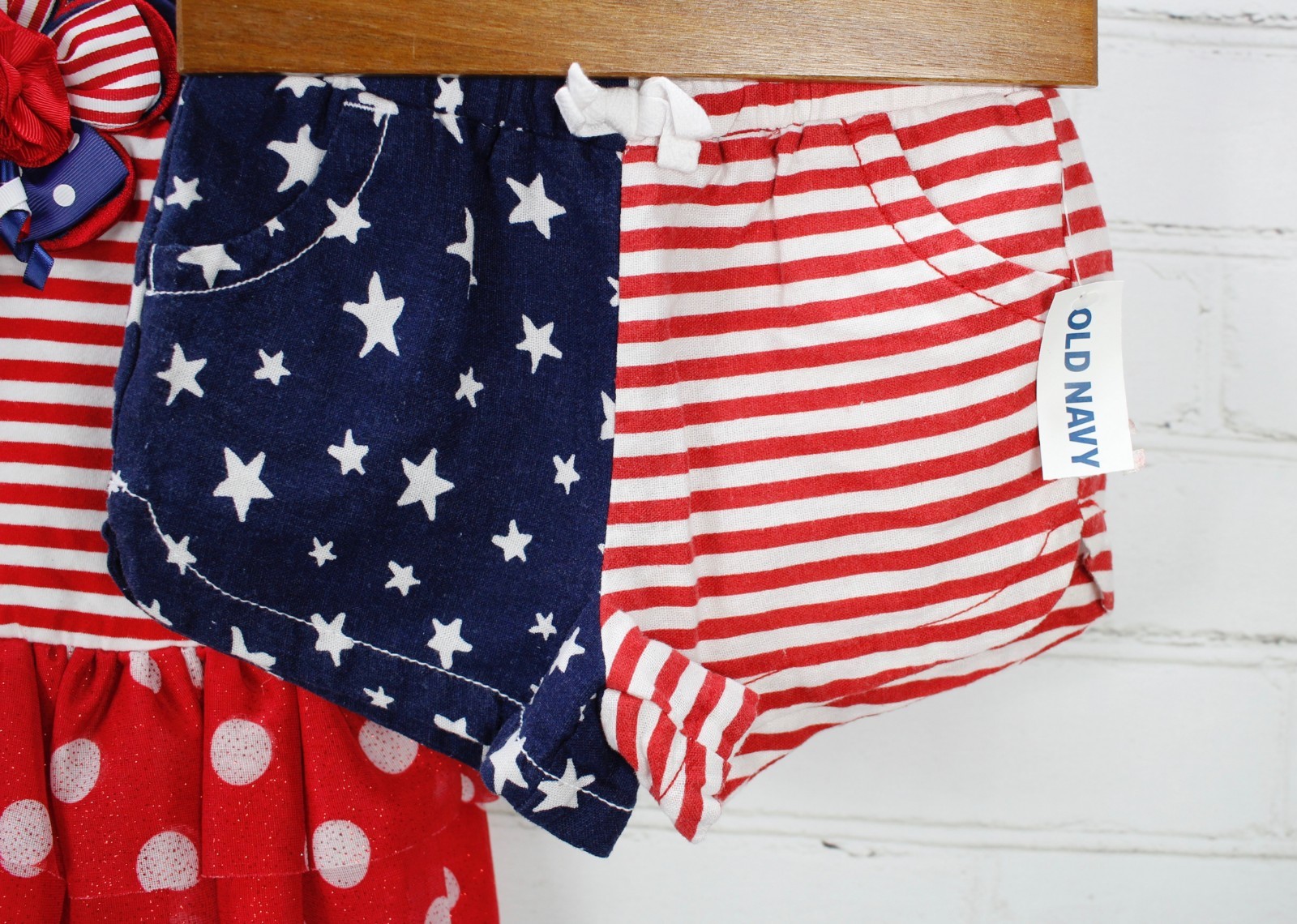 American Flag Outfit Lot T-Shirt + Dress + Shorts Toddler Girls 2T Patriotic