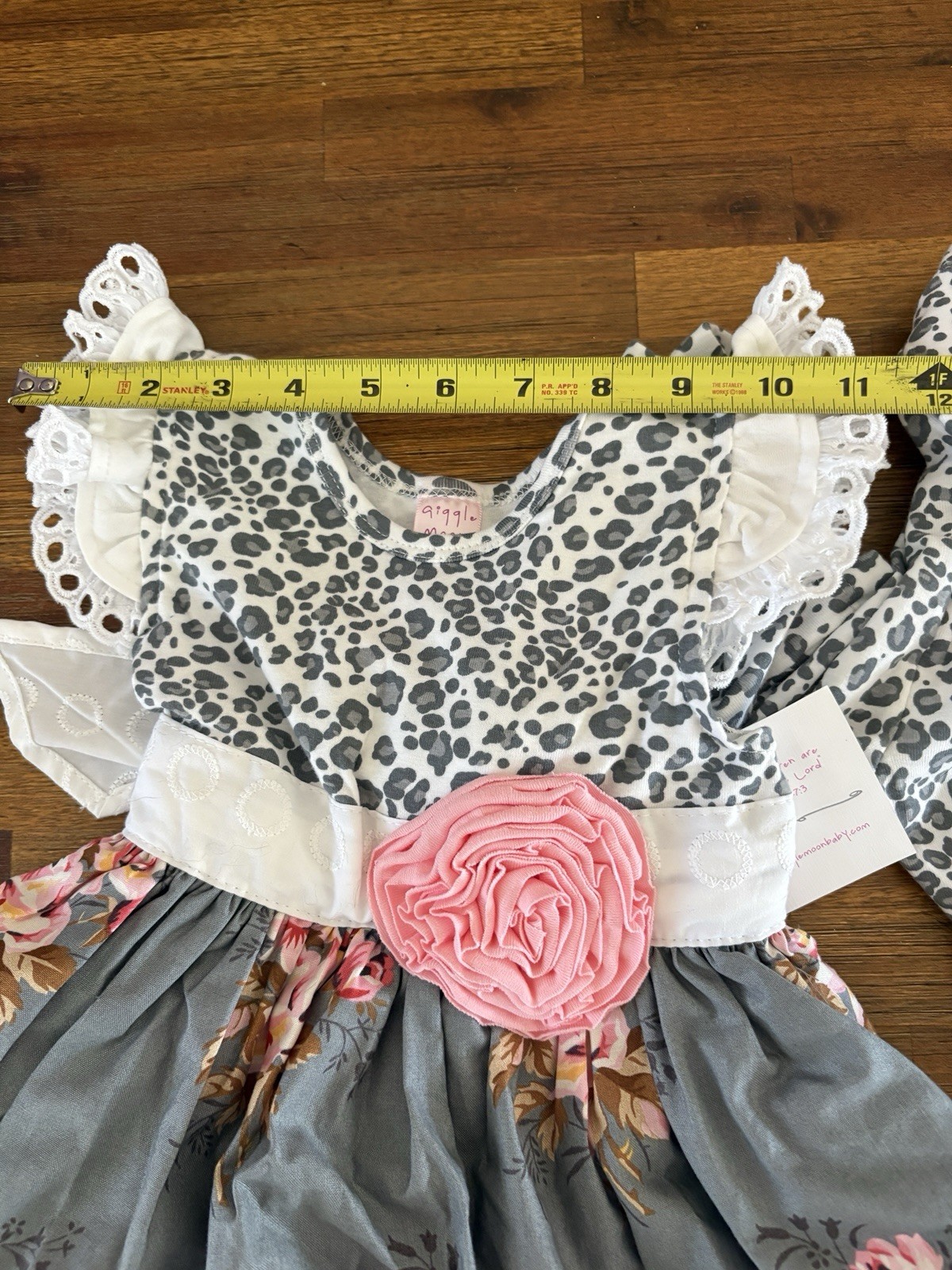 NWT Giggle Moon Dress & Pants Girl Size 6 Toddler Pink Gray Ruffle Floral Zebra