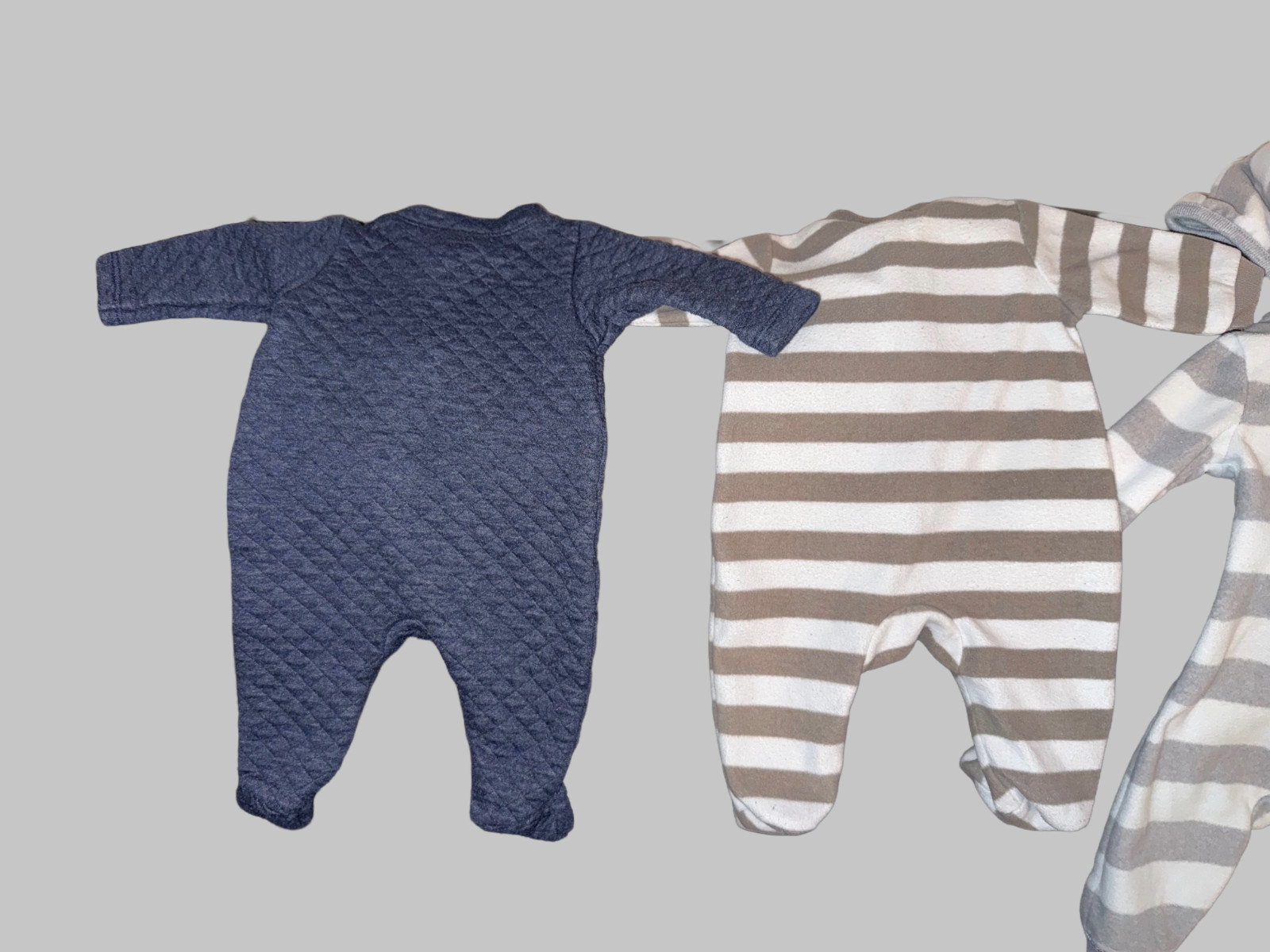 Carter’s Newborn-3M Boy Lot of 4 Cozy Footed Hooded Winter Thick One Pieces