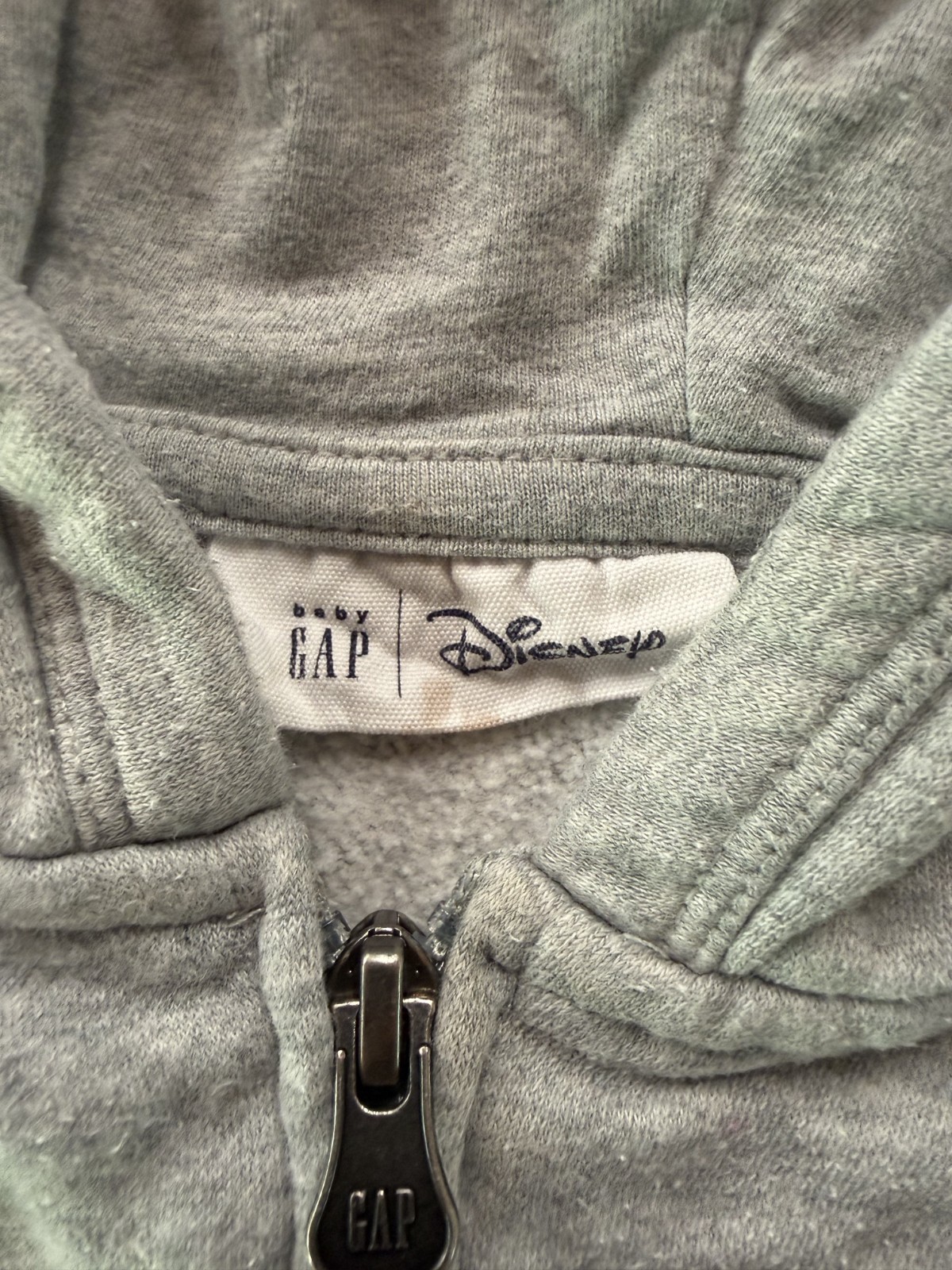 babyGap Disney Mickey Mouse Hoodie Jacket Boys 18M Gray Zip Up Ears GAP Logo