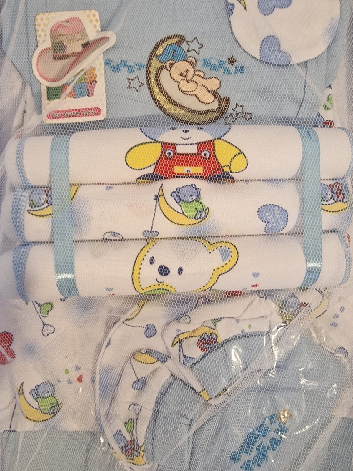 Newborn Baby Boy 10 Piece Gift Set Boss Baby Blue White 100% Cotton BNIB Gift