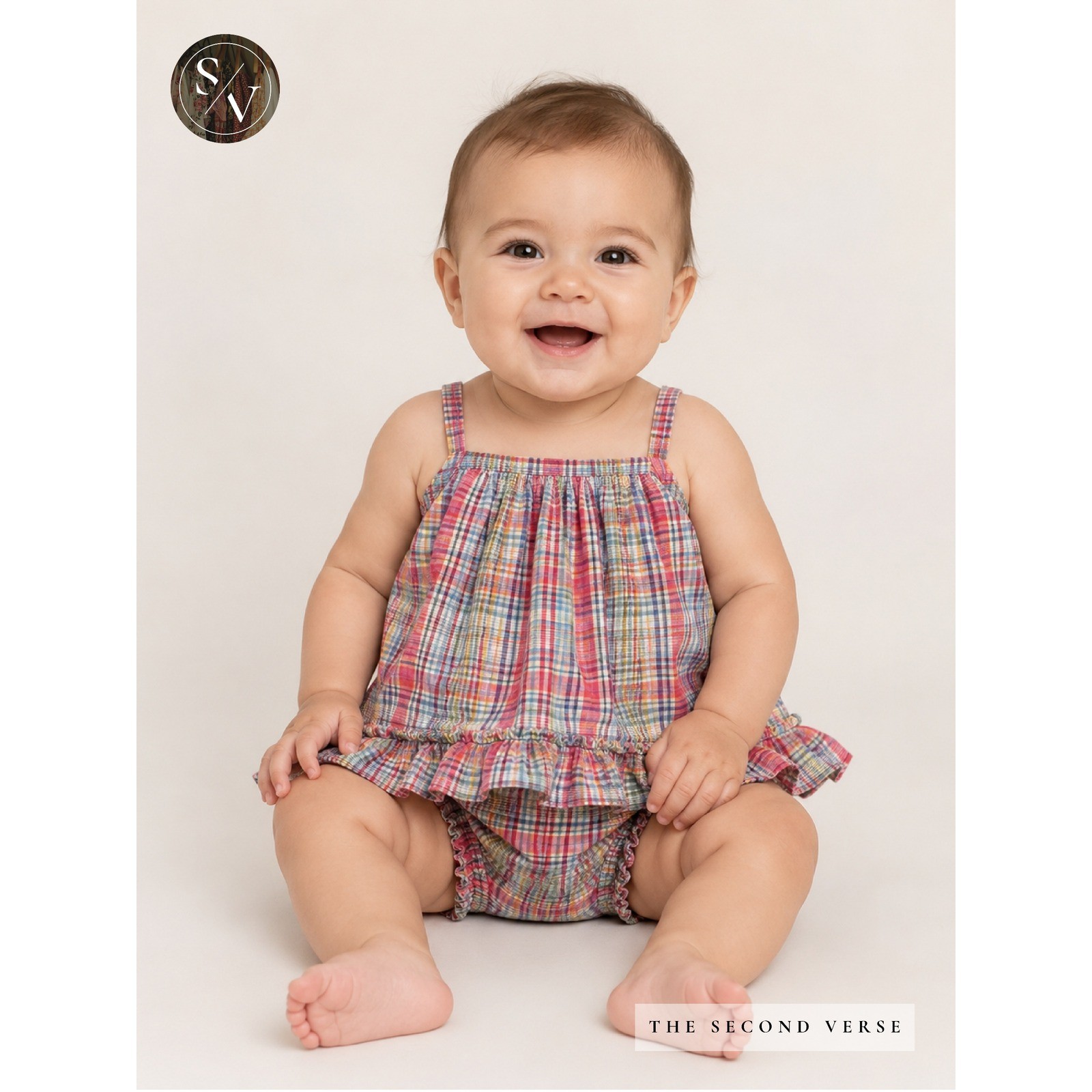 Ralph Lauren Baby Girls Multi Plaid Sundress Coattgecore Bloomers Set 6-12M