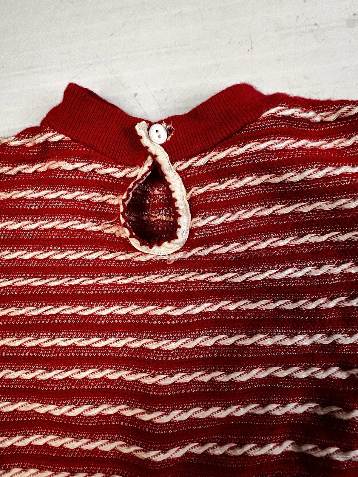 Vintage Play Pet Top Baby 12 – 18 Mos. Red Stripe Textured Knit Play Christmas