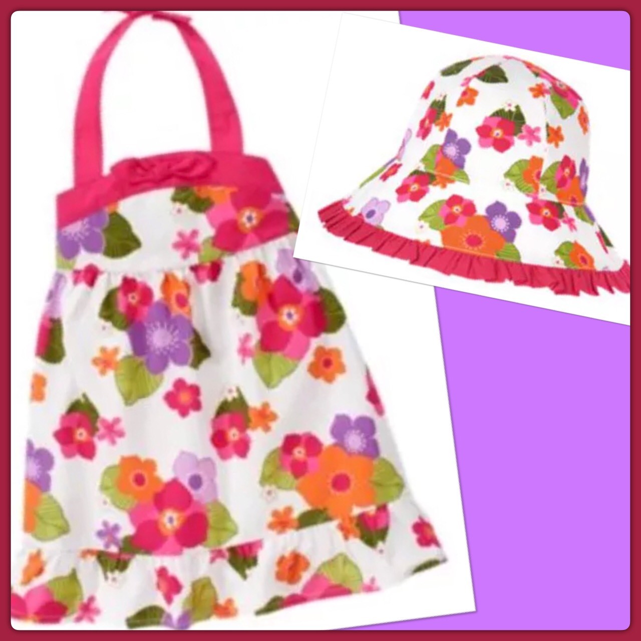NWT Girls 12-18 Gymboree “SURF ADVENTURE” Cotton Halter style DRESS+SUN HAT Set