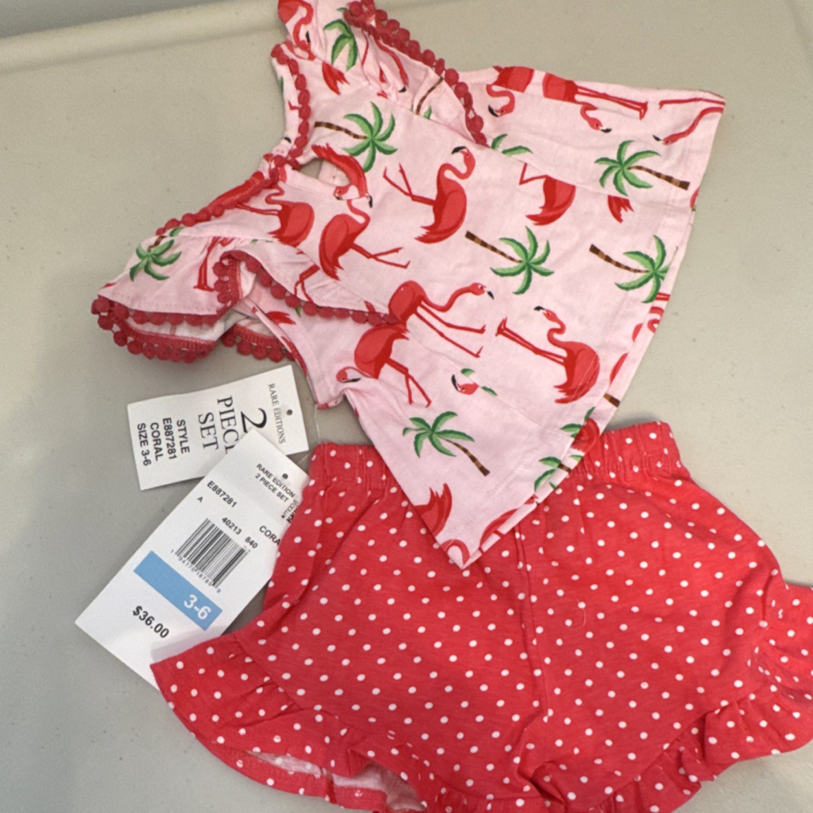 Rare Editions Baby Girls 3-6M Shorts Set Pink