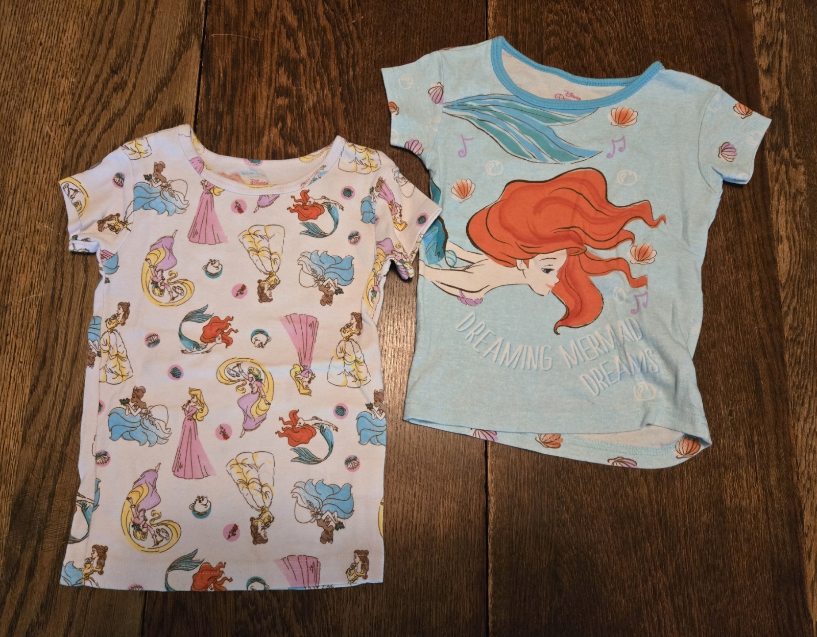 Disney Lot of 2 Girls 4T Pajama Tops 1H