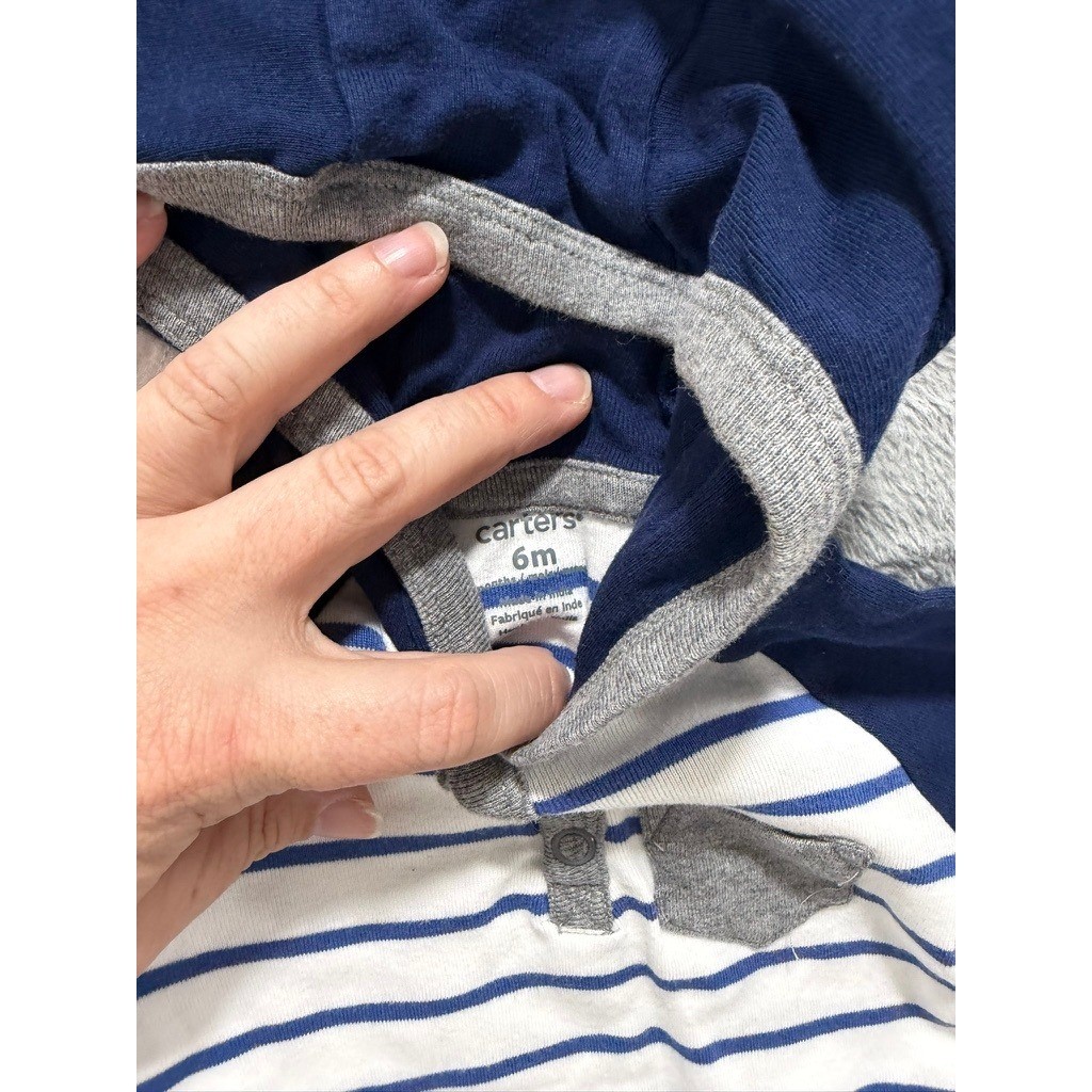 Carters Baby Boy 4pc Bundle 6M Hooded Bodysuit Joggers Romper Nautical Blue Grey