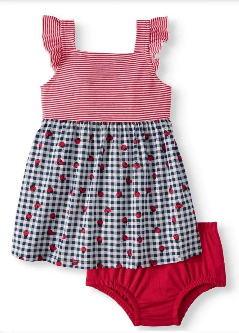 NWOT Wonder Nation ~ Striped Woven Babydoll Dress & Diaper Cover ~ SZ 18 months