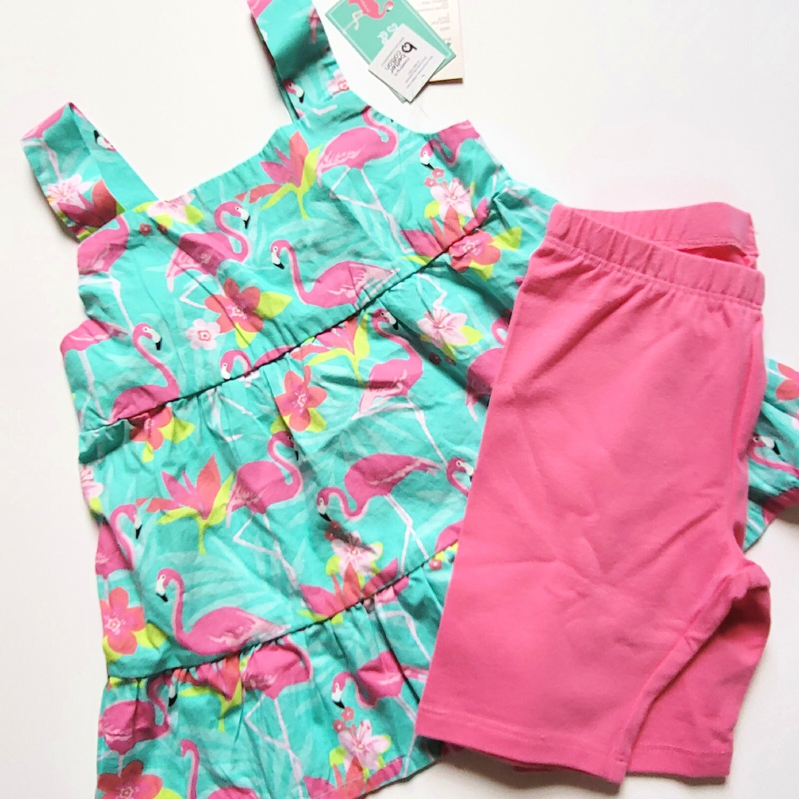 Gymboree Girls 4 4T Flamingo Paradise Top Pink Bike Shorts Set NWT TCP