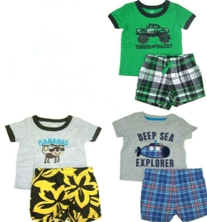 Carter’s Baby Boys 2 Pc T-Shirt & Shorts Set NWT 3 Months Blue Gray Green
