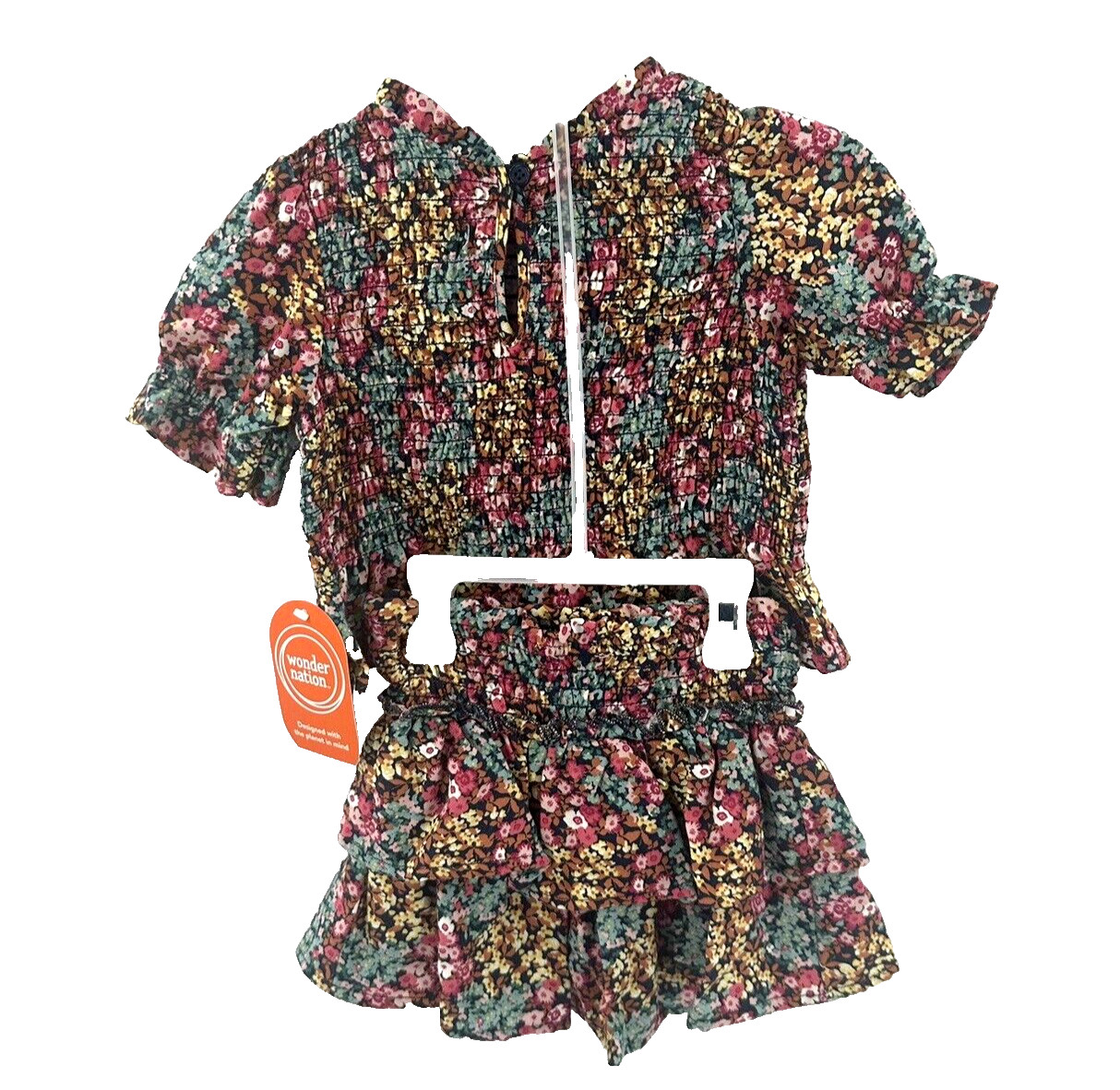 Wonder Nation Skirt Set Size 18 Months Smocked Ruffle Floral Boho Cottage Outfit