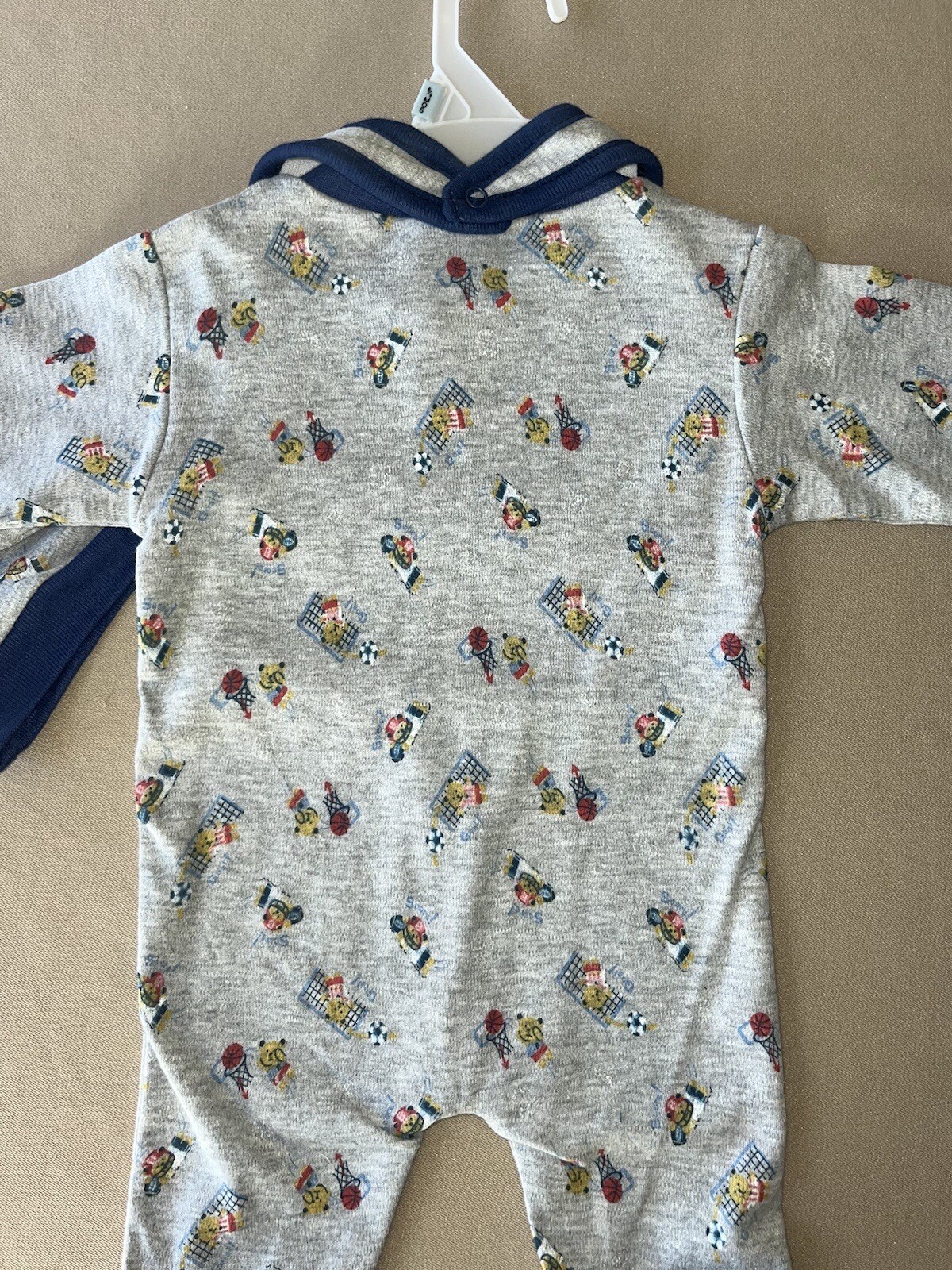 6-9 Month Boys “Sports” THREE Piece Outfit Set~Sleeper, Cap & Bib, New With Tags
