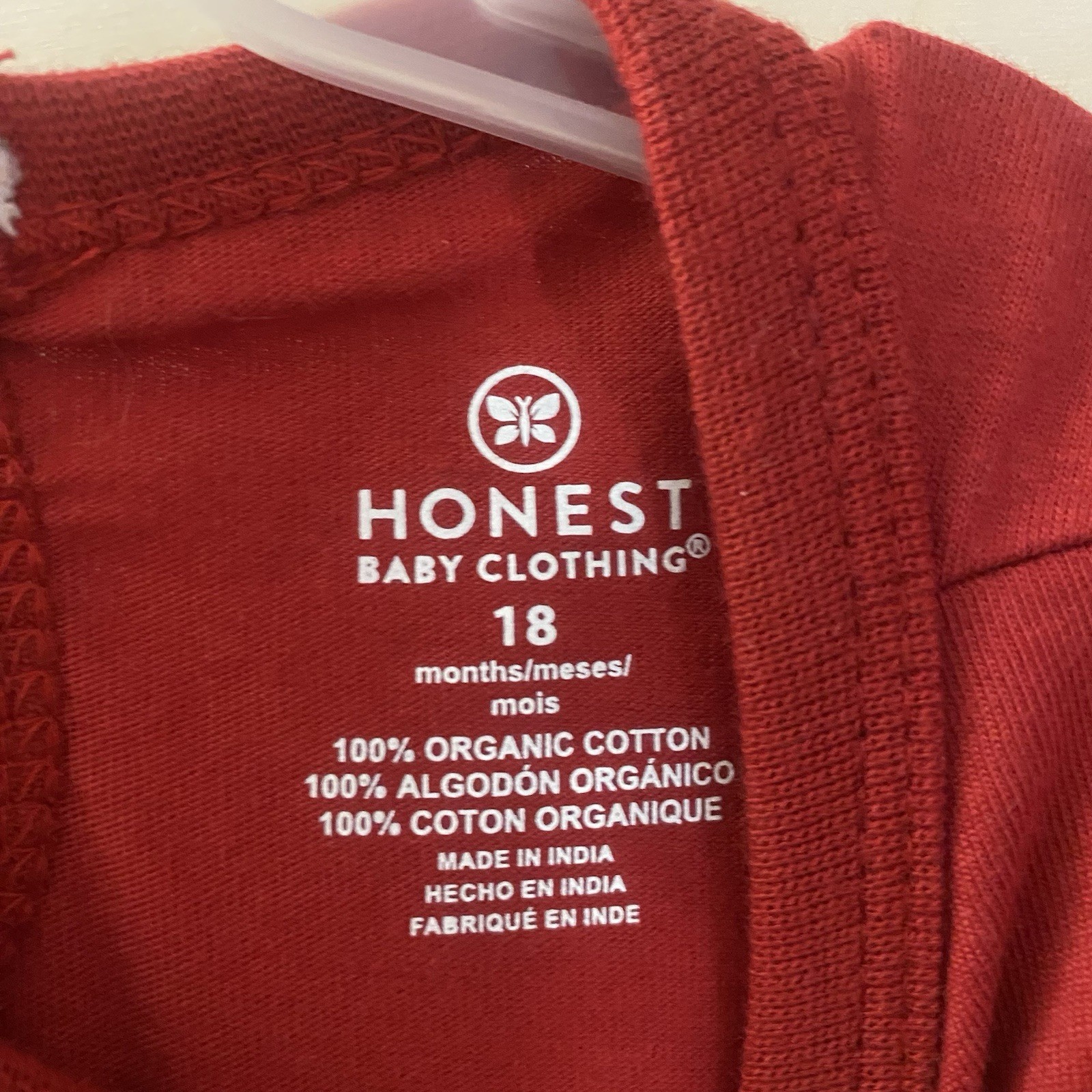 Honest Baby Clothing Girls 3-Piece Outfit Set 18 Months Organic Cotton Red