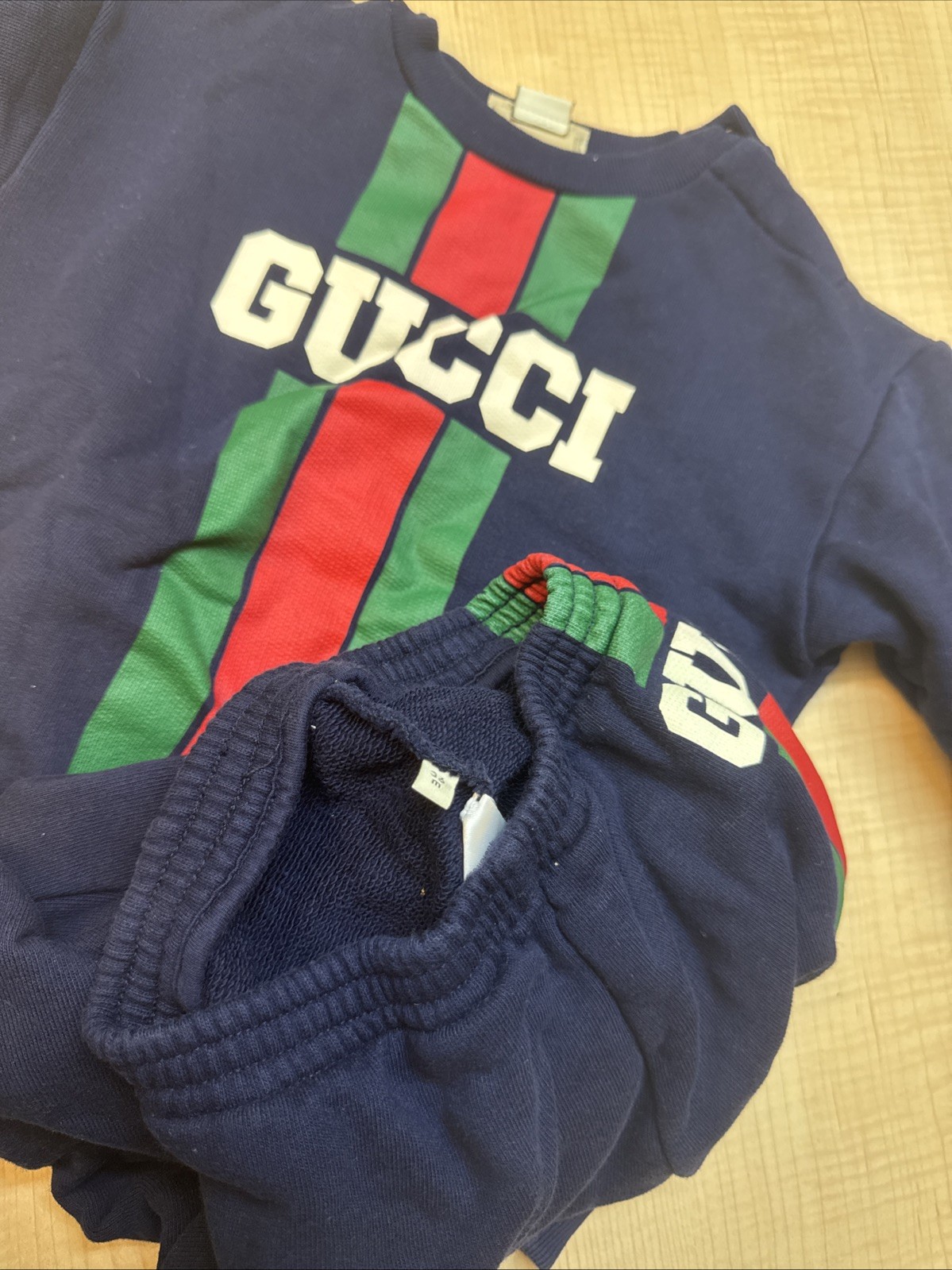Gucci Baby Jogging Set Navy Blue Red Green 36 Month