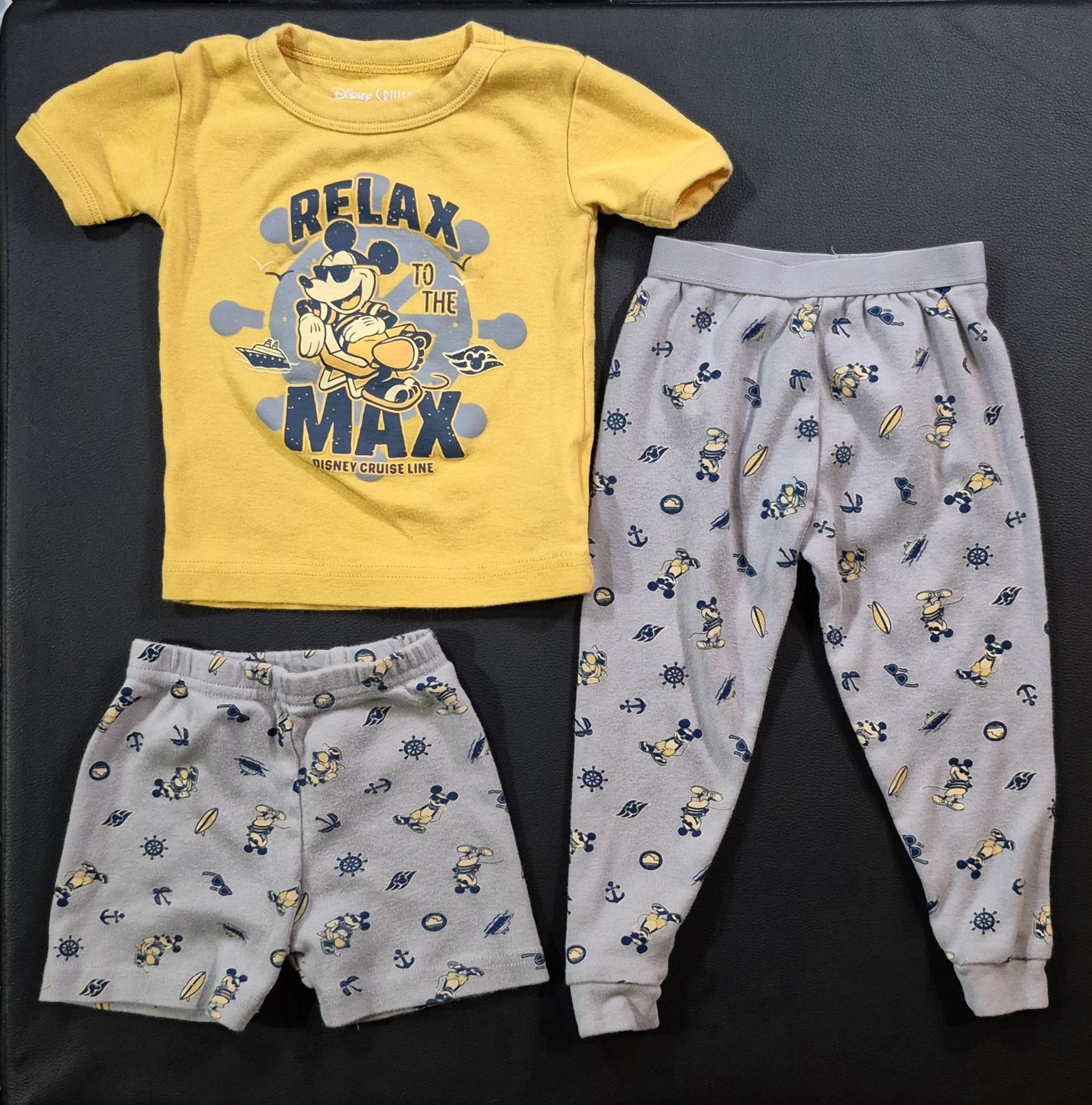 Disney Cruise Line Toddler Relax To The Max 3 Piece Set Shirt/Shorts/Pants US 2T
