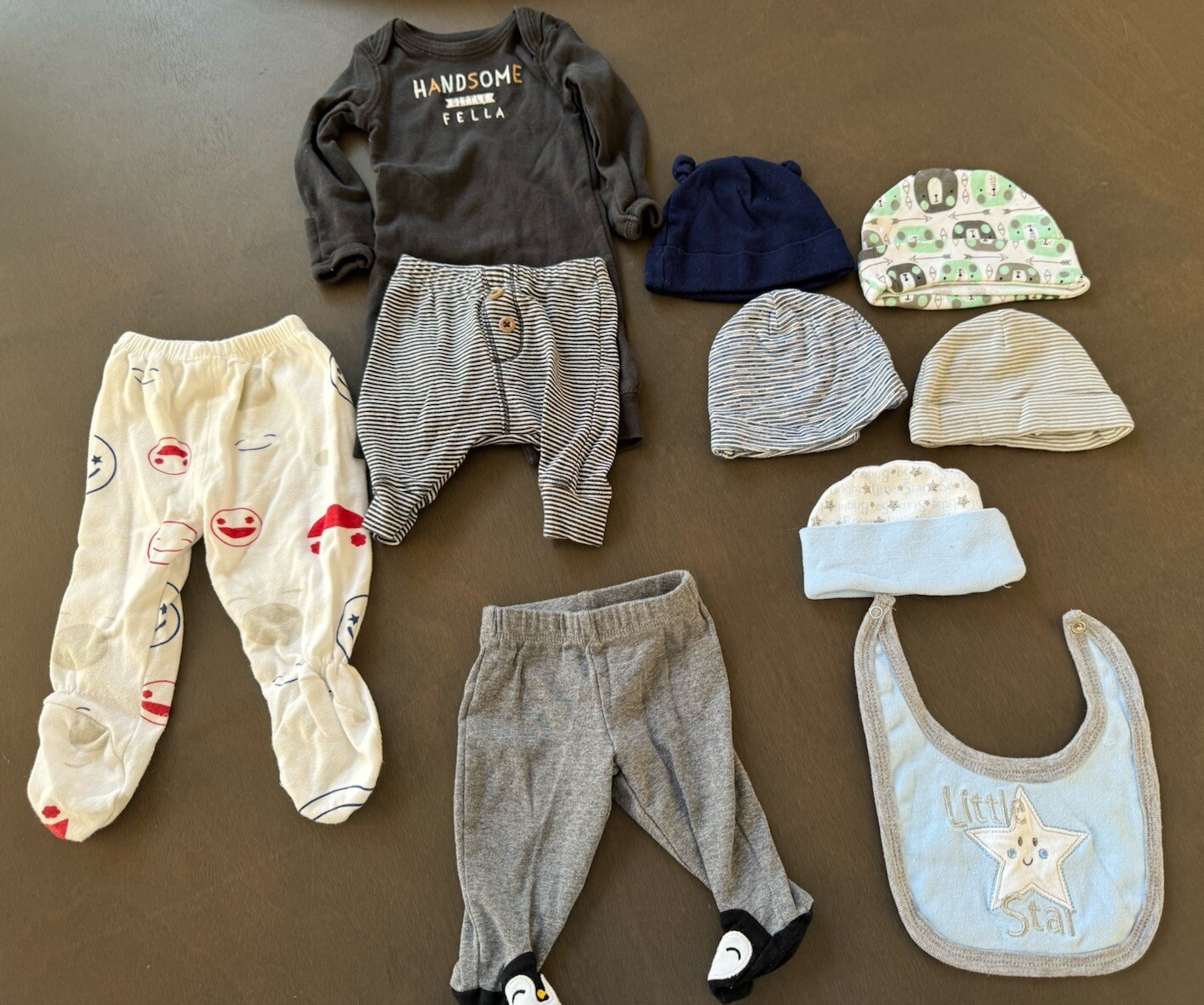 baby boy infant NB Clothes bundle Shirts tops PANTS BIBS 10 pcs