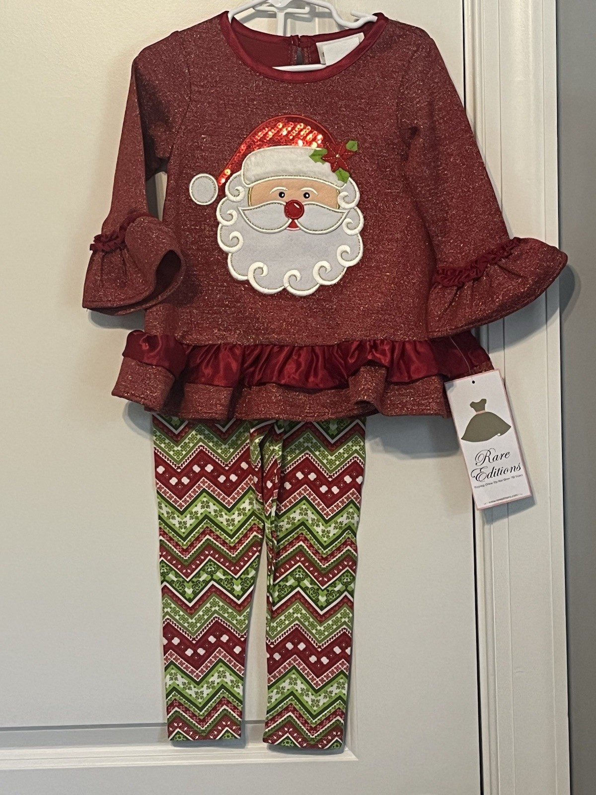 NWT Rare Editions 2-Piece Santa Claus Christmas Outfit Leggings & Top Size 2T