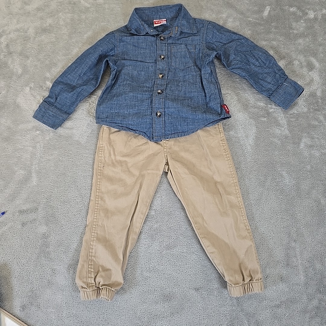 Wrangler Shirt And Jogger Boys 2T Chambray Shirt Khaki Jogger Casual Outdoors