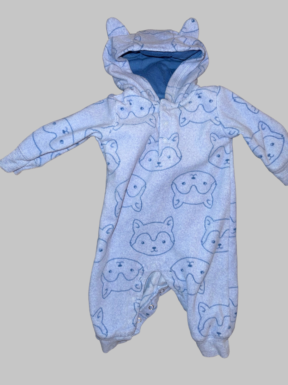 Carter’s Newborn-3M Boy Lot of 4 Cozy Footed Hooded Winter Thick One Pieces
