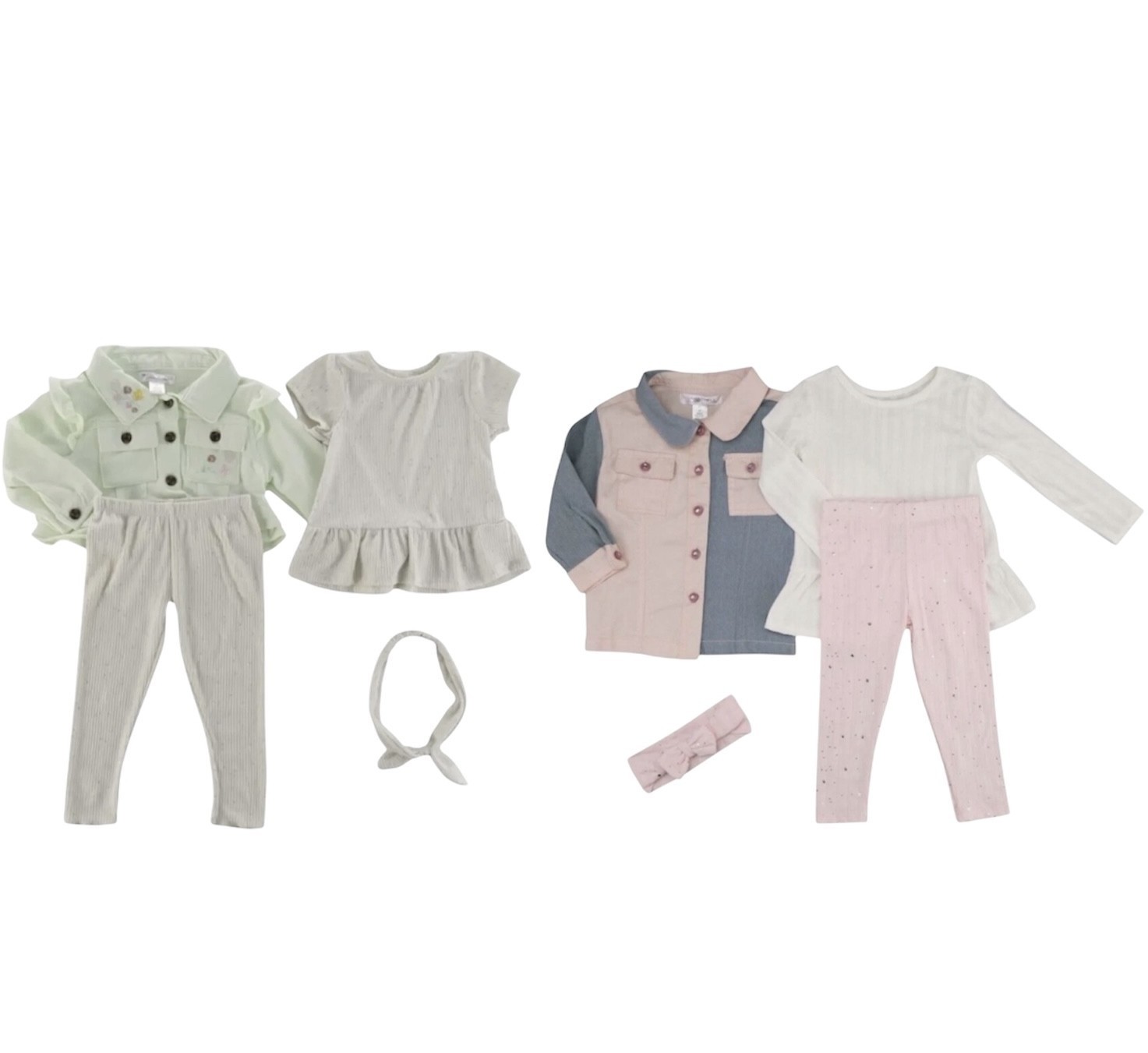 Lot Of 2 Nannette Toddler Girls 3-Piece Jacket Outfit Set + Headband , SIZE 2T