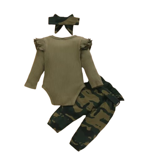 Camouflage Baby Clothes for Baby Girls 3Piece Outfit Knitted Sets for Baby Long